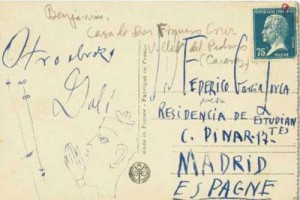 Reverso de una postal de Dalí a Lorca