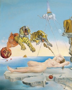 Sueño causado por el vuelo de una abeja alrededor de una granada un segundo antes de despertar (Salvador Dalí, 1944)