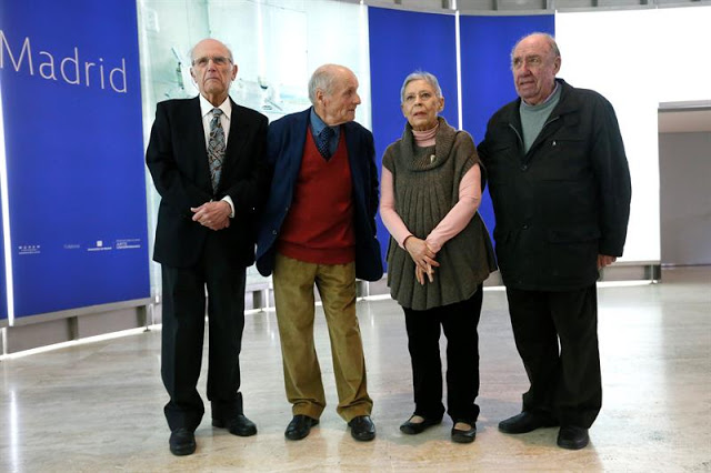 Los artistas Julio López Hernández, Antonio López, Isabel Quintanilla y Francisco López Hernández, durante la presentación en el Museo Thyssen-Bornemisza de ‘Realistas de Madrid’ Fernando Alvarado (Efe)