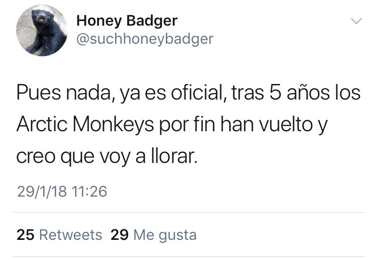 Reacción de los usuarios de Twitter ante la confirmación de que los Artic Monkeys forman parte del cartel del Primavera Sound