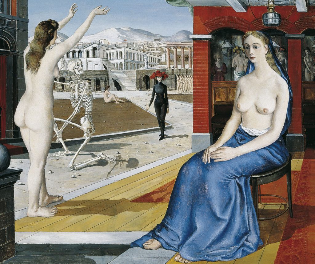 L’Appel (Paul Delvaux, 1944), una de las nueve obras reinterpretadas digitalmente en la exposición de Fundación Telefónica.