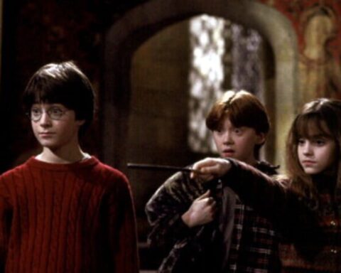 Daniel Radcliffe, Rupert Grint y Emma Watson en Harry Potter y la piedra filosofal