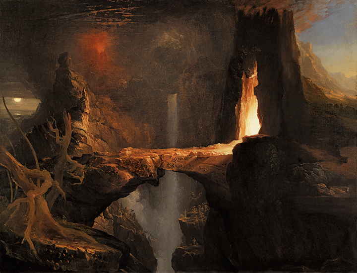 Thomas Cole, Expulsión. Luna y luz de fuego, hacia 1828.