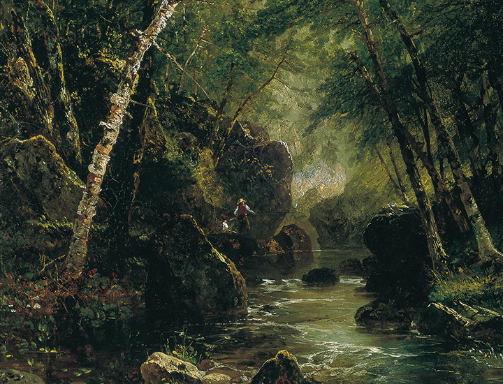 John Frederick Kensett, Pescador de truchas, 1852.