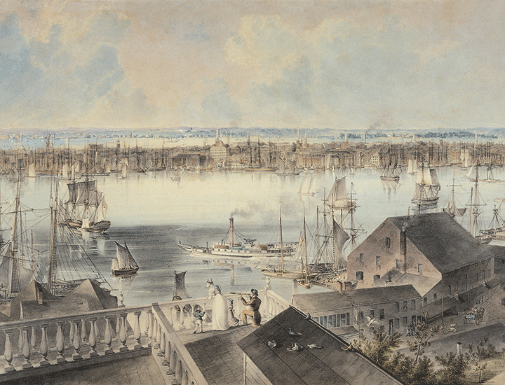 John William Hill, Vista de Nueva York desde Brooklyn Heights, hacia 1836.