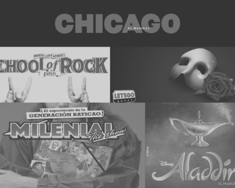 Carteles de los musicales que llegan a Madrid. Aladdín, Chicago, School of Rock, Milenial. The Show y el Fantasma de la Ópera