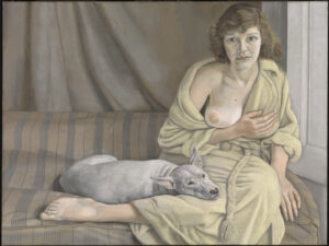 Muchacha con perro blanco, 1951-1952 / The Lucian Freud Archive.