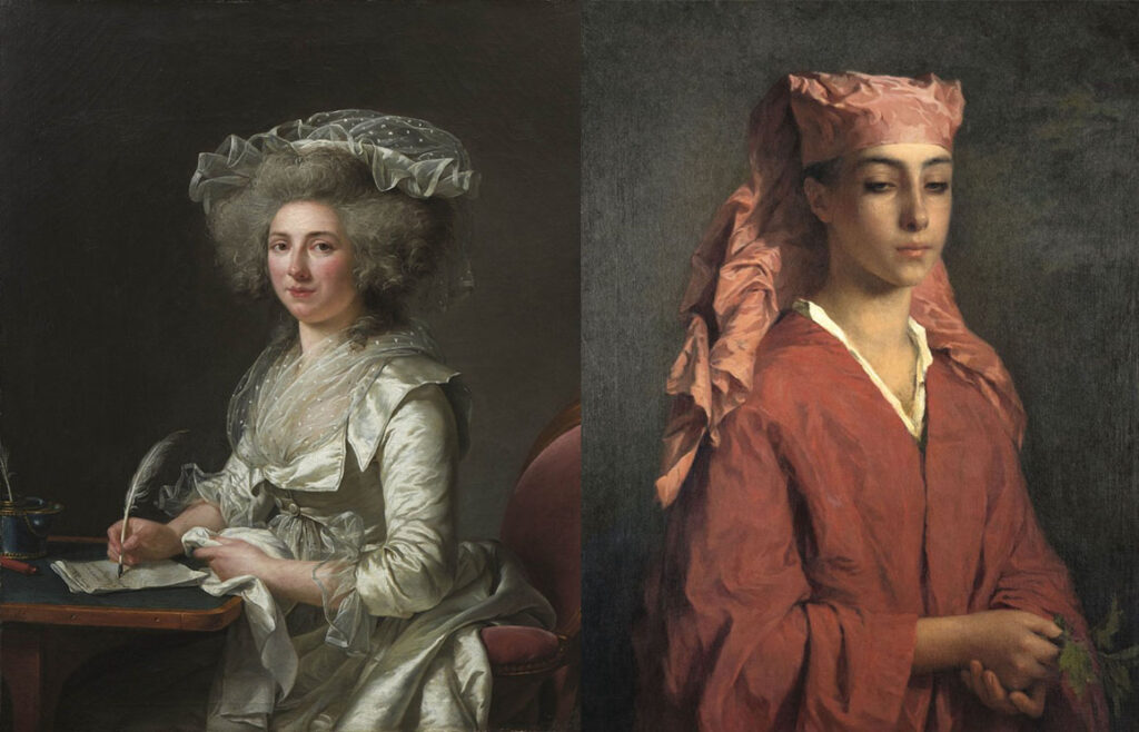 Adélaïde Labille-Guiard - Retrato de mujer (1787) | Henriette Browne - Una labradora norteafricana (1867)
