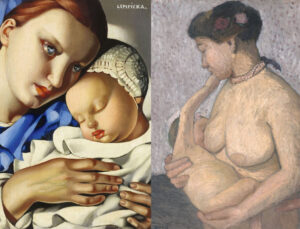 Tamara de Lempicka - Maternidad (1932) | Paula Modersohn-Becker - Maternidad, media figura (1906)
