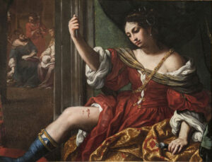 Elisabetta Sirani - Porcia hiriéndose en el muslo (1664)