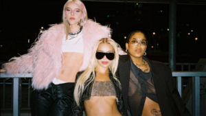Bad gyal con Tokischa y Young Miko en la grabación de Chulo 2