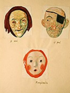 Algunas de las caretas dibujadas por Castelao | Museo de Pontevedra